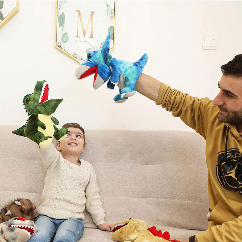 Pluche dinosaurushandpoppen