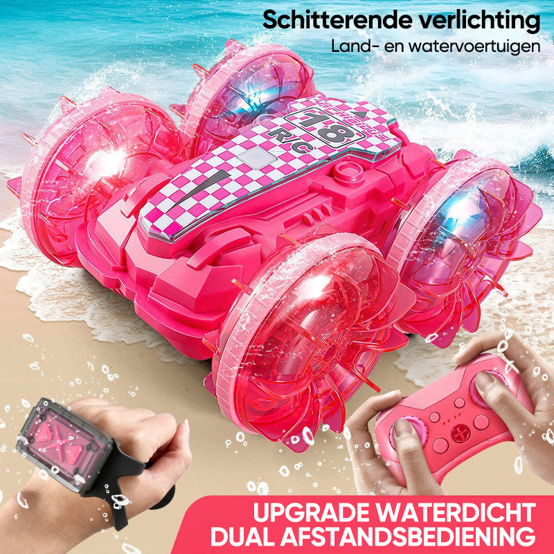 RC Stuntauto voor Land en Water met 2 Afstandsbedieningen