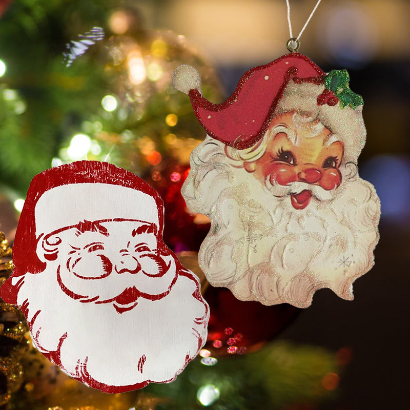 Panneau Jolly Santa Vintage en Bois