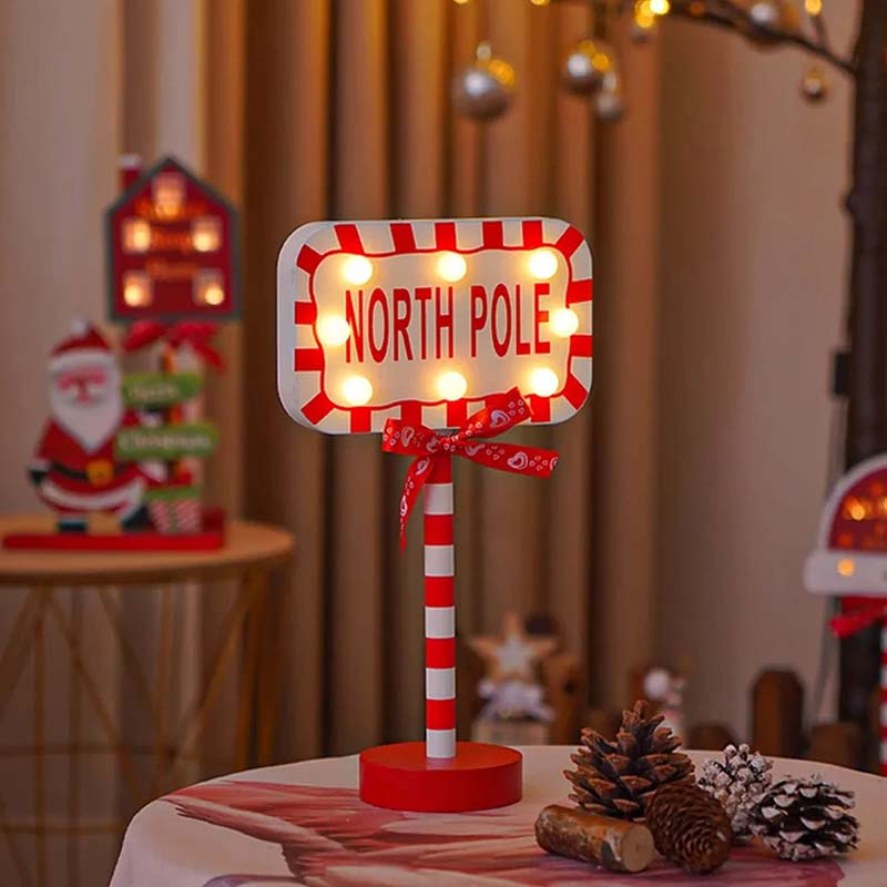 Panneau de signalisation de Noël Décoration Lumières