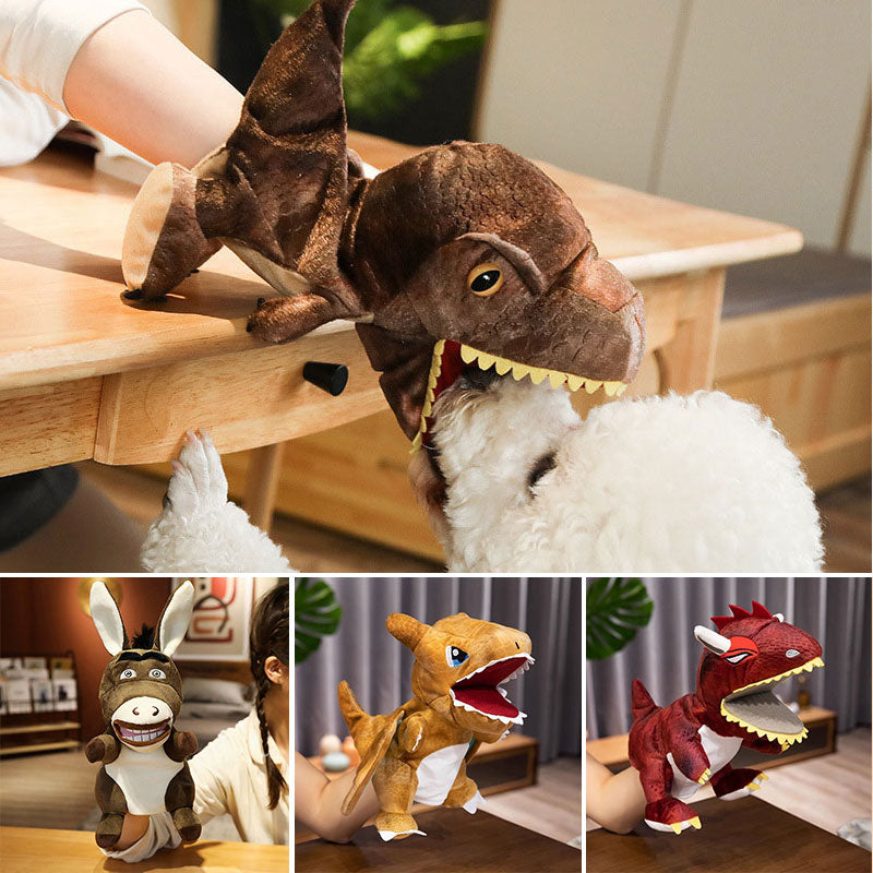 Pluche dinosaurushandpoppen