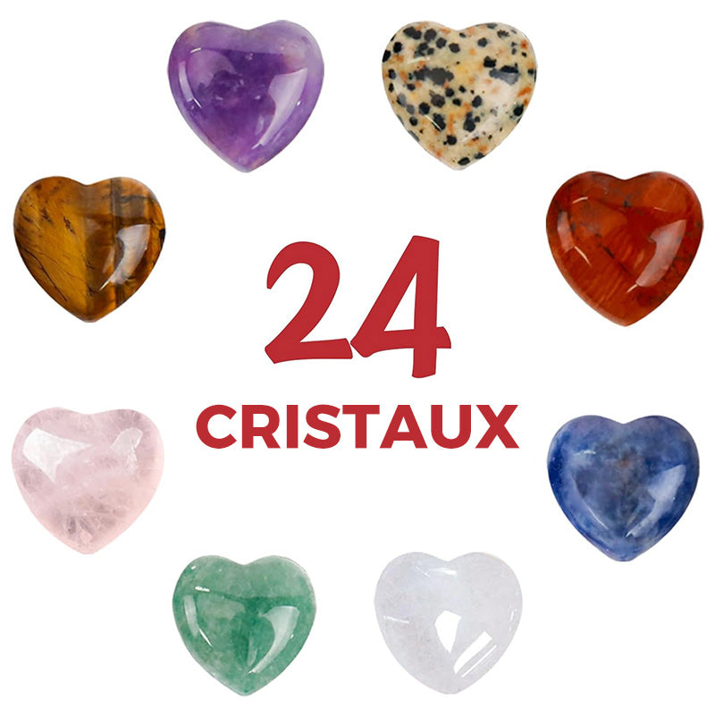 Paquet de 24 cartes de Saint-Valentin avec cristaux en forme de cœur