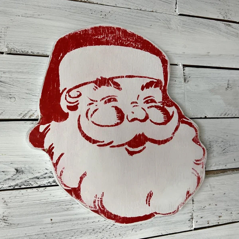 Panneau Jolly Santa Vintage en Bois