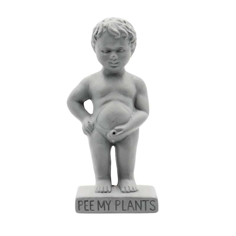 Plassende jongen die zelf water geeft