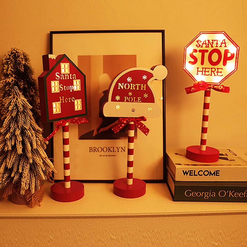 Panneau de signalisation de Noël Décoration Lumières