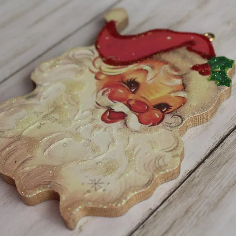 Panneau Jolly Santa Vintage en Bois