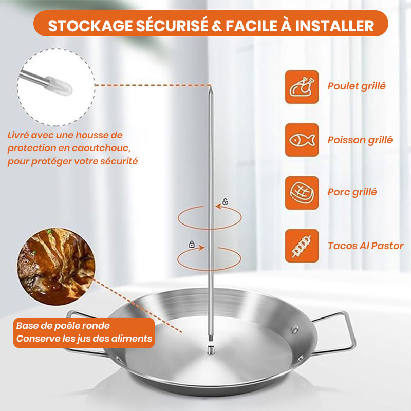 Poêle à griller verticale en acier inoxydable à visser