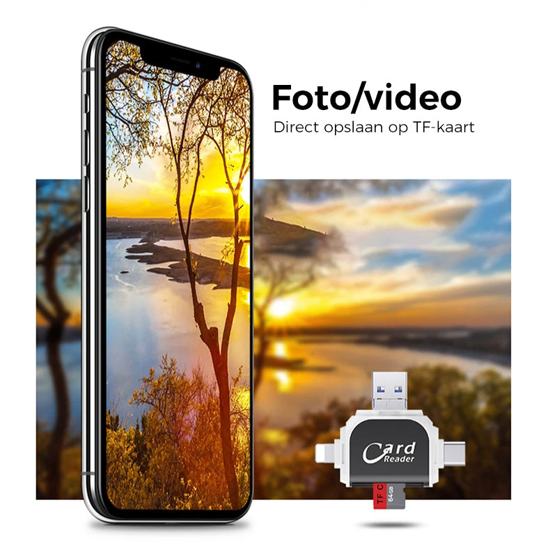 Multi-poort 4 in1 universele SD TF-kaartlezer