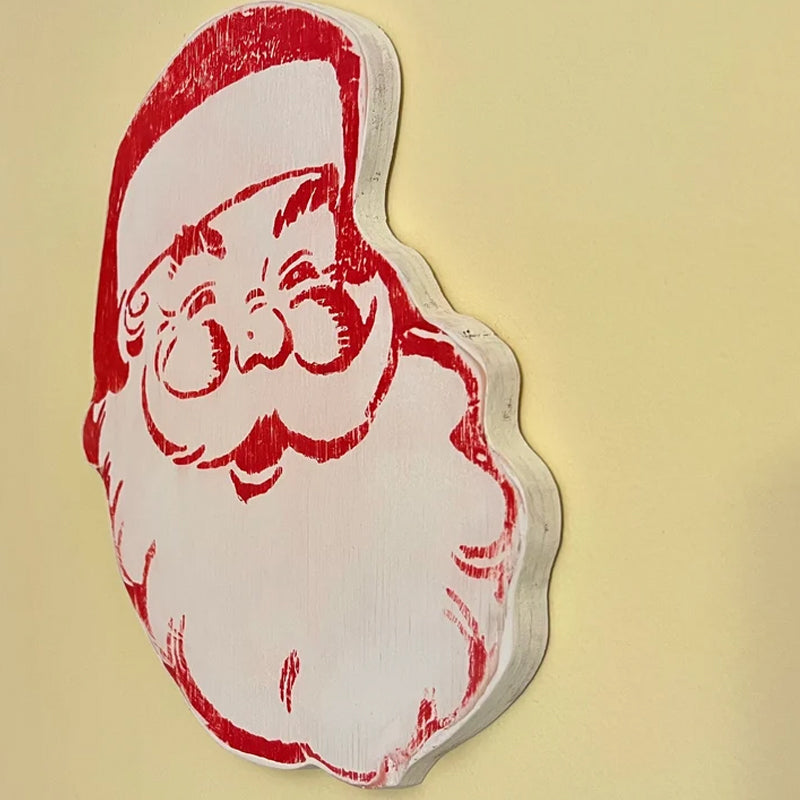 Panneau Jolly Santa Vintage en Bois