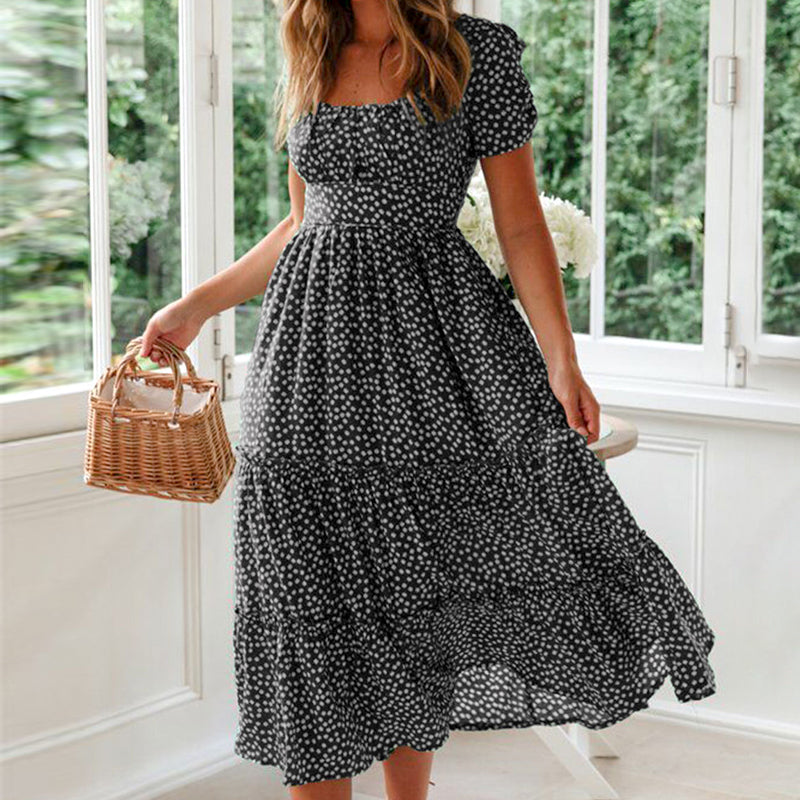 Robe Longue Florale Ă  Manches Bouffantes
