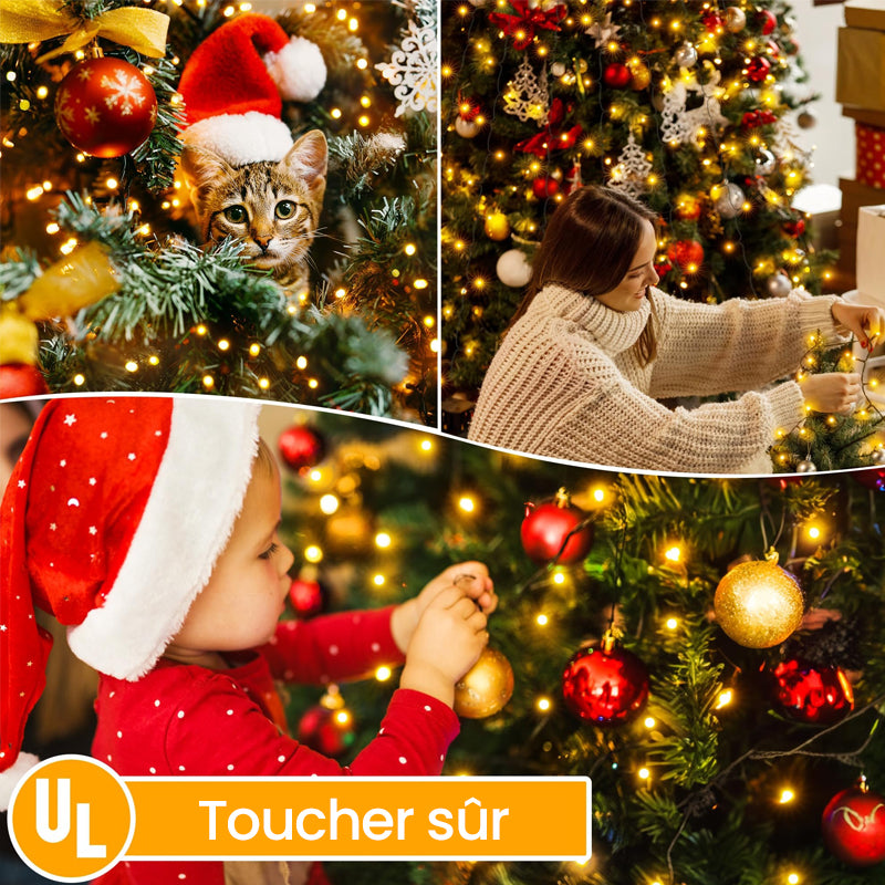 Lumières de cascade d'arbre de Noël avec anneau