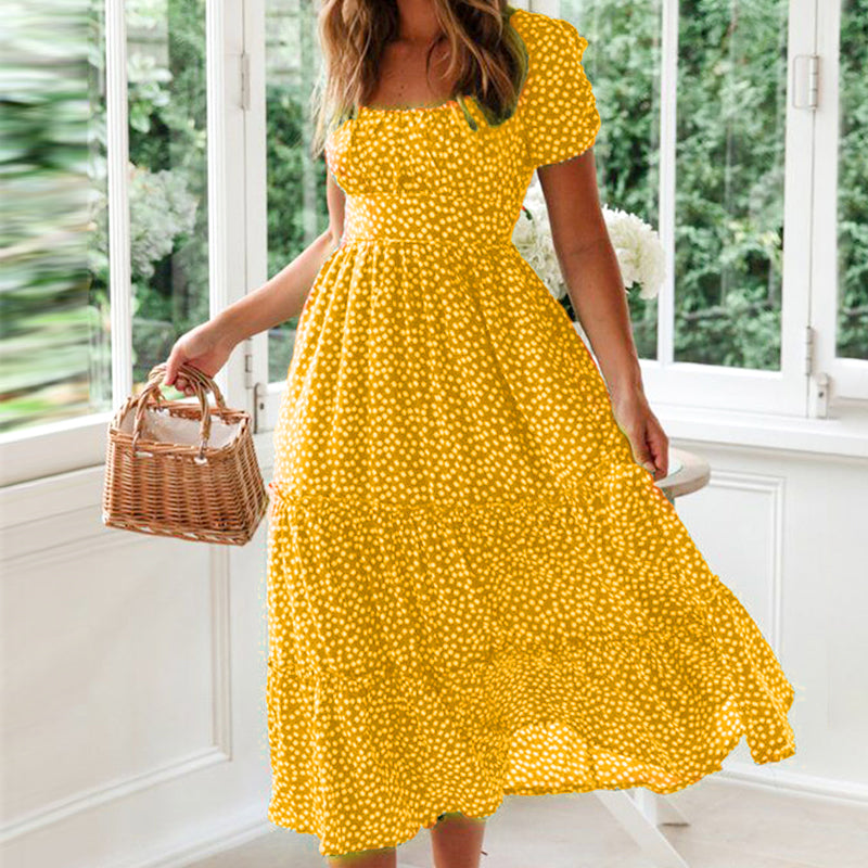Robe Longue Florale Ă  Manches Bouffantes