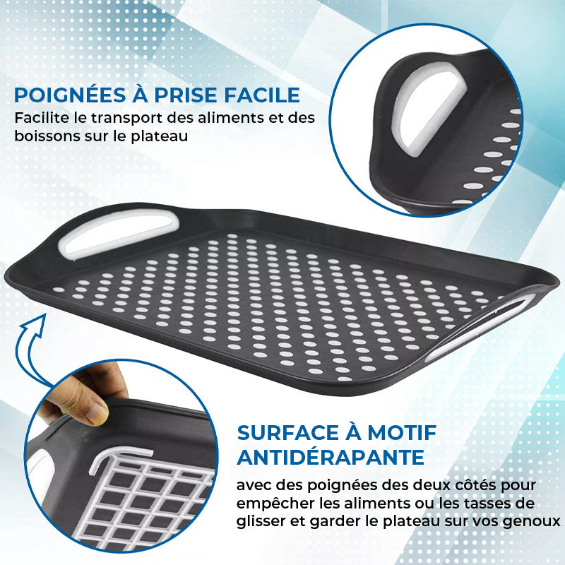 Plateau de service antidérapant à double poignée