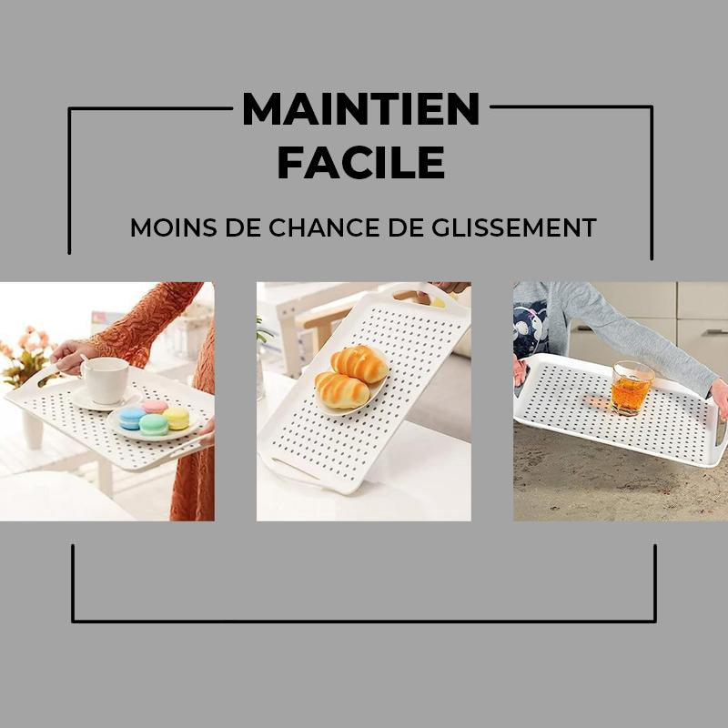 Plateau de service antidérapant à double poignée