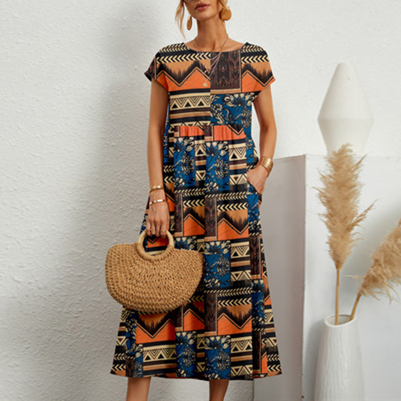 Robe d'été ample imprimée pour dames