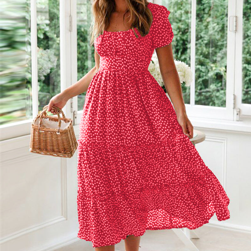 Robe Longue Florale Ă  Manches Bouffantes