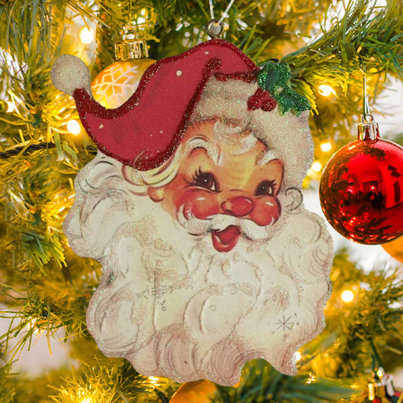 Panneau Jolly Santa Vintage en Bois