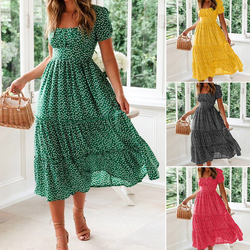 Robe Longue Florale Ă  Manches Bouffantes