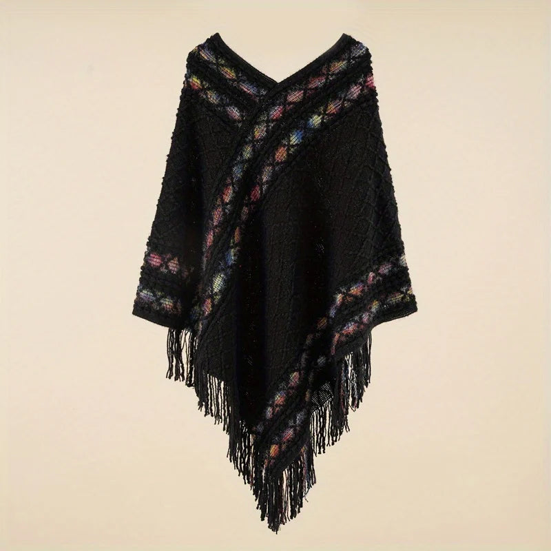 Dames retro pullover kwastjessjaal