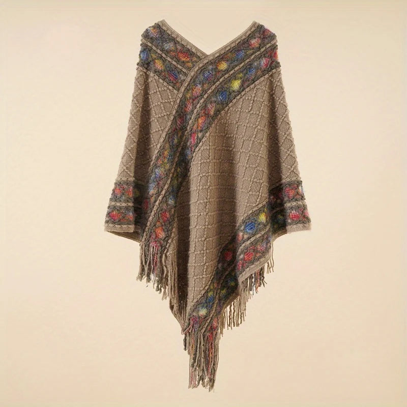 Dames retro pullover kwastjessjaal