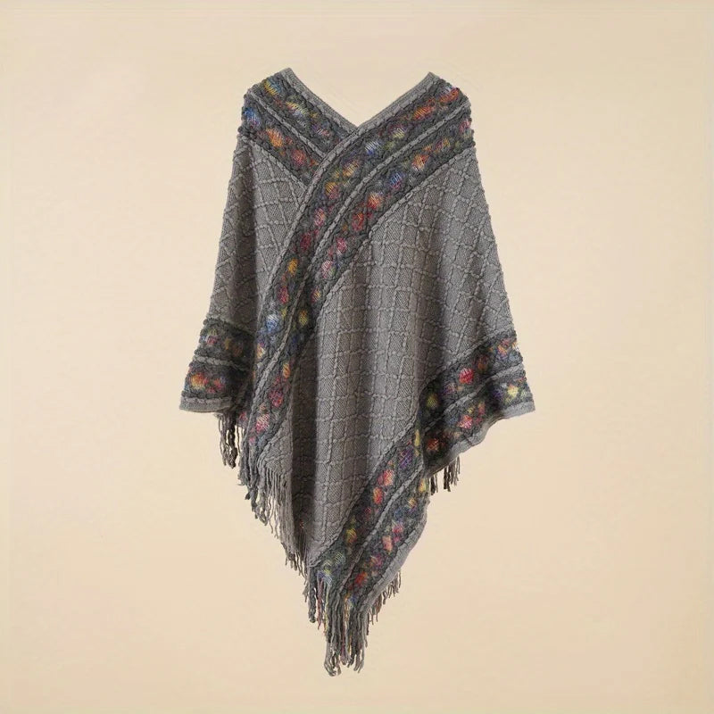 Dames retro pullover kwastjessjaal