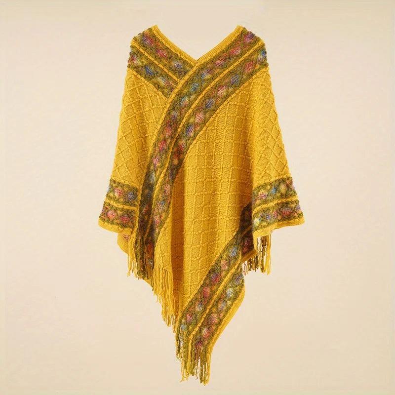 Dames retro pullover kwastjessjaal