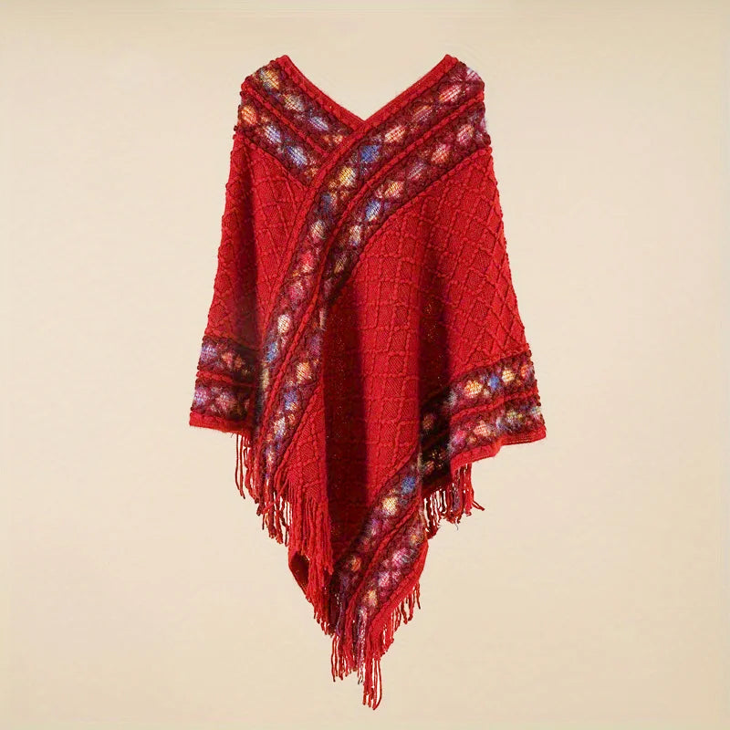 Dames retro pullover kwastjessjaal