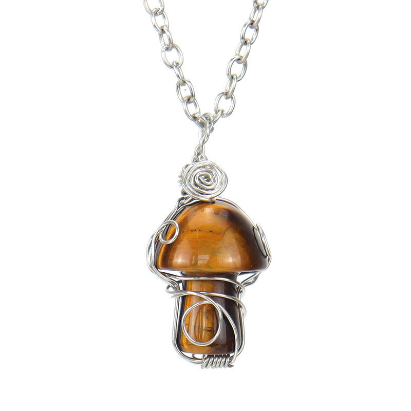 Pendentif champignon en cristal naturel
