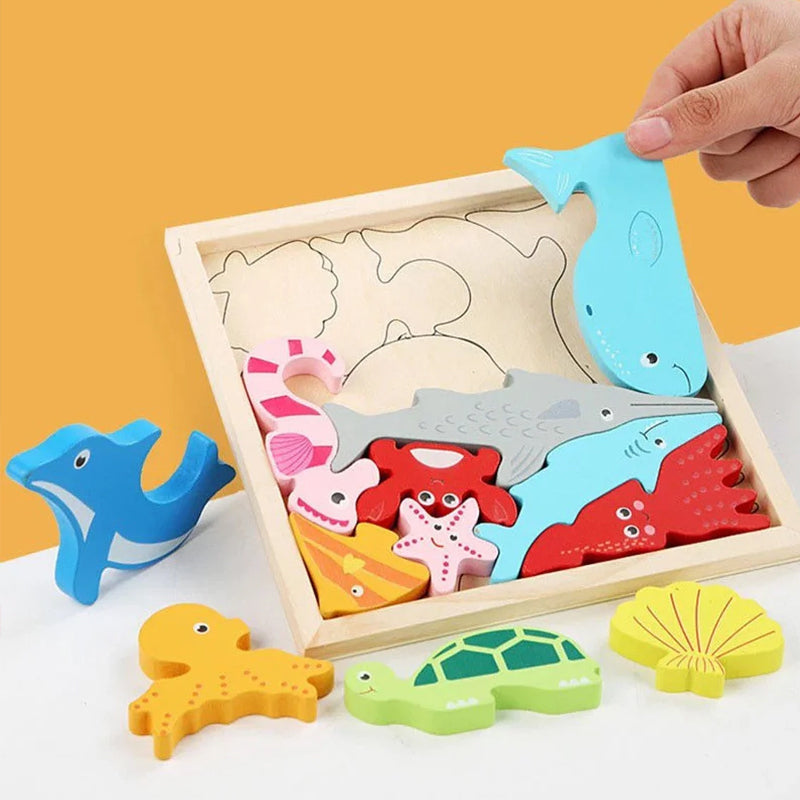 Puzzle en bois avec blocs d'animaux