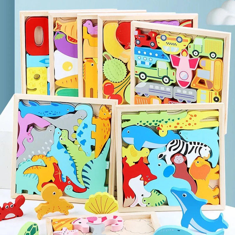 Puzzle en bois avec blocs d'animaux