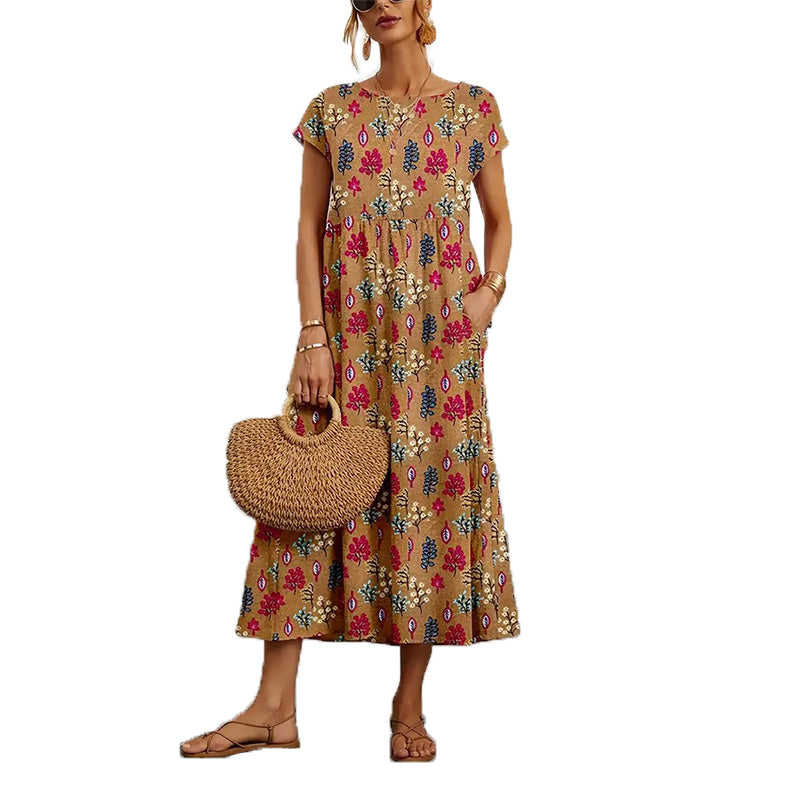 Robe d'été ample imprimée pour dames
