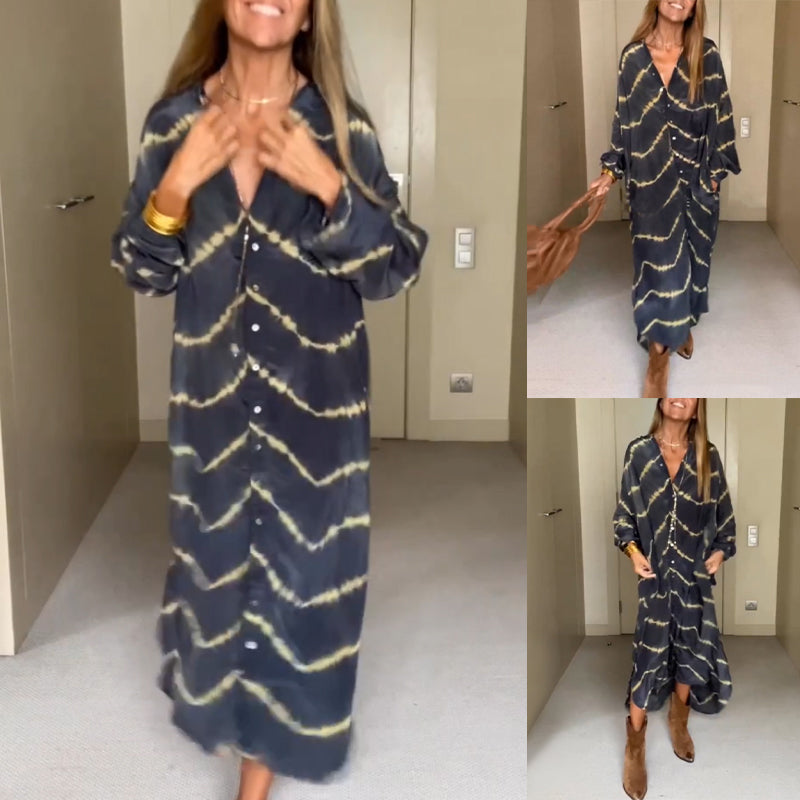 Robe rayée à manches longues