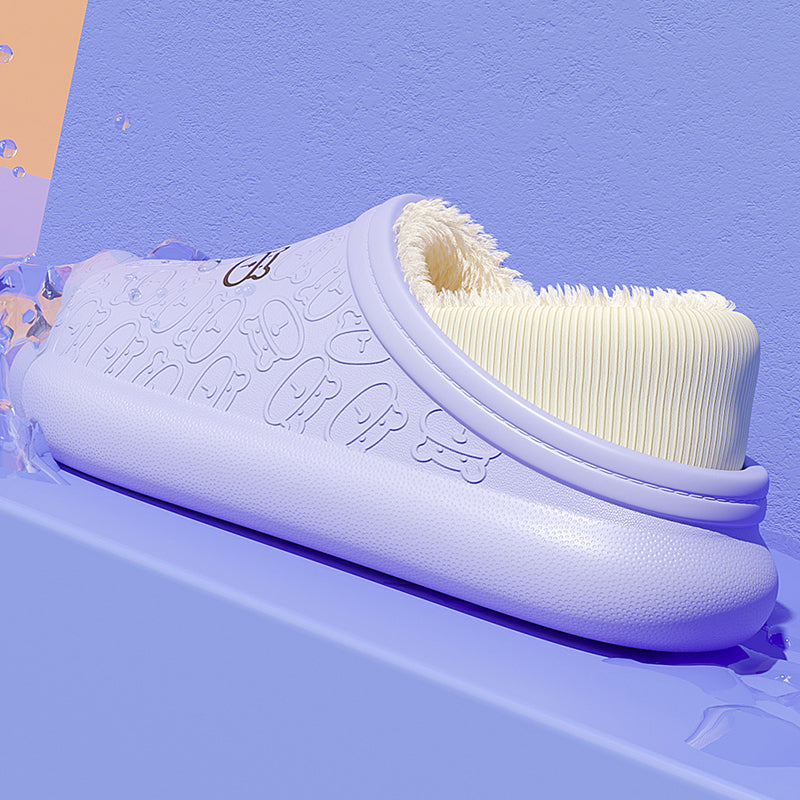 Pantoufles en Coton Imperméables avec Petit Ours en Relief pour la Maison