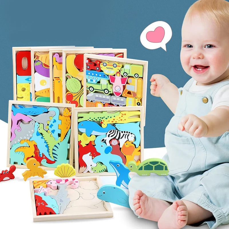Puzzle en bois avec blocs d'animaux