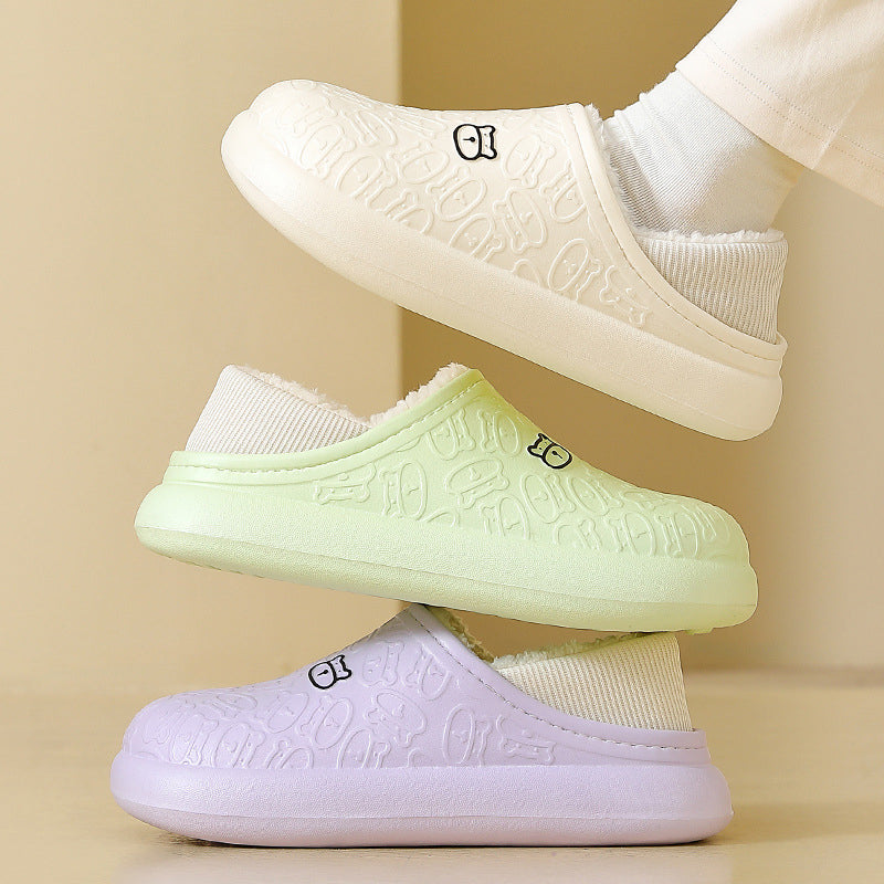 Pantoufles en Coton Imperméables avec Petit Ours en Relief pour la Maison