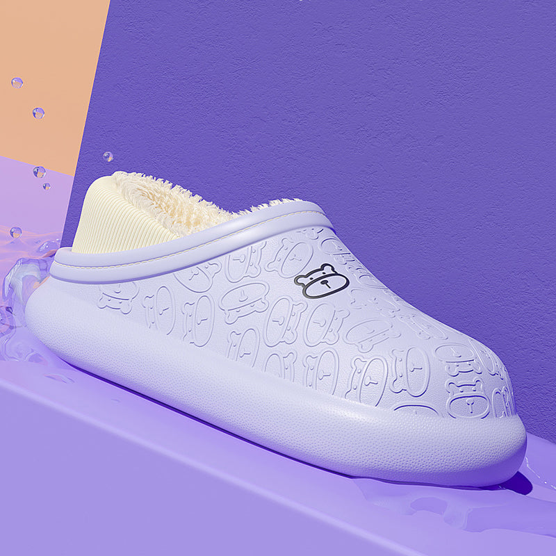 Pantoufles en Coton Imperméables avec Petit Ours en Relief pour la Maison