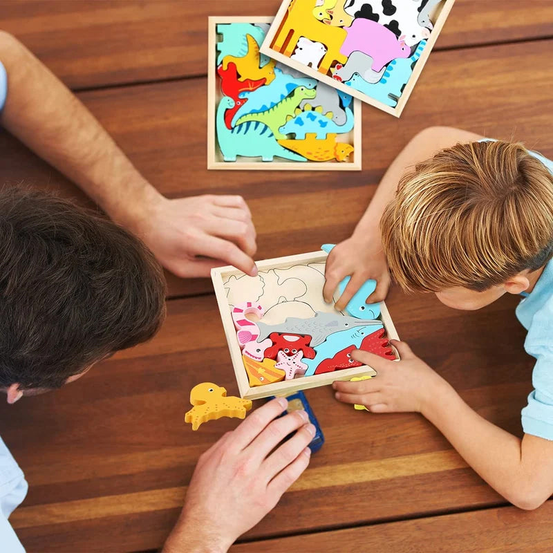Puzzle en bois avec blocs d'animaux