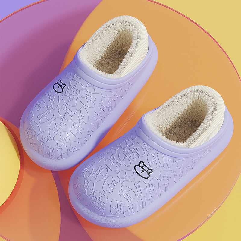 Pantoufles en Coton Imperméables avec Petit Ours en Relief pour la Maison