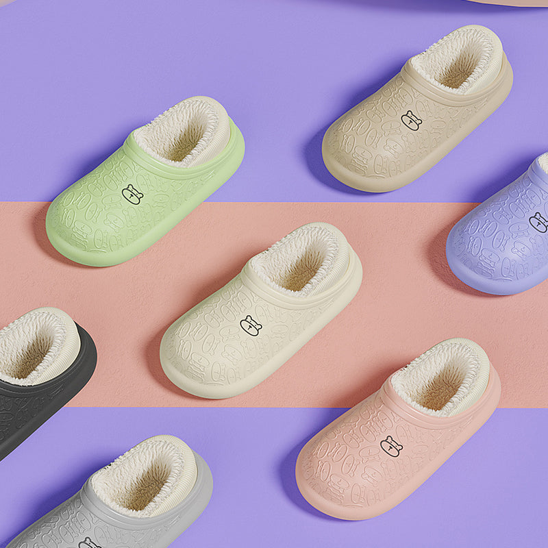 Pantoufles en Coton Imperméables avec Petit Ours en Relief pour la Maison