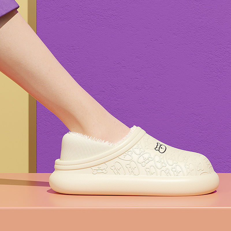 Pantoufles en Coton Imperméables avec Petit Ours en Relief pour la Maison