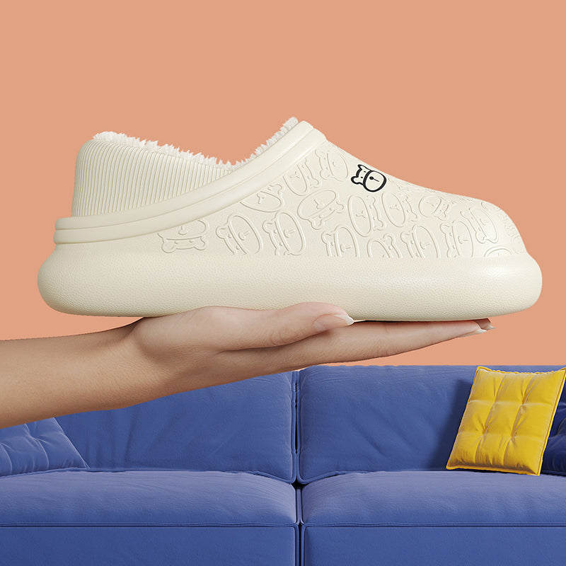 Pantoufles en Coton Imperméables avec Petit Ours en Relief pour la Maison