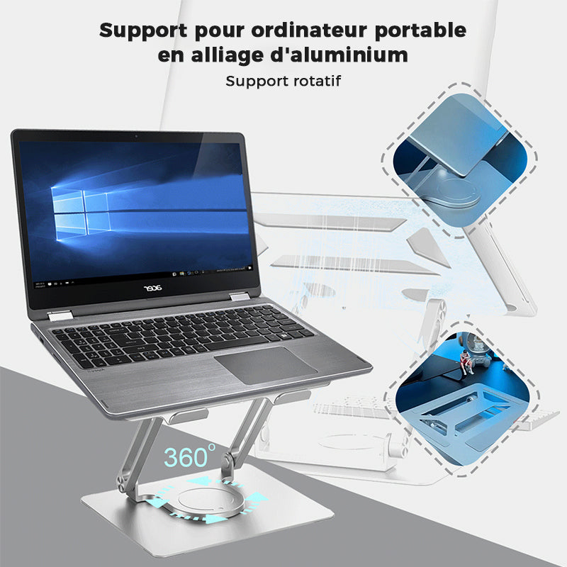 Support rotatif pour ordinateur portable en alliage d'aluminium