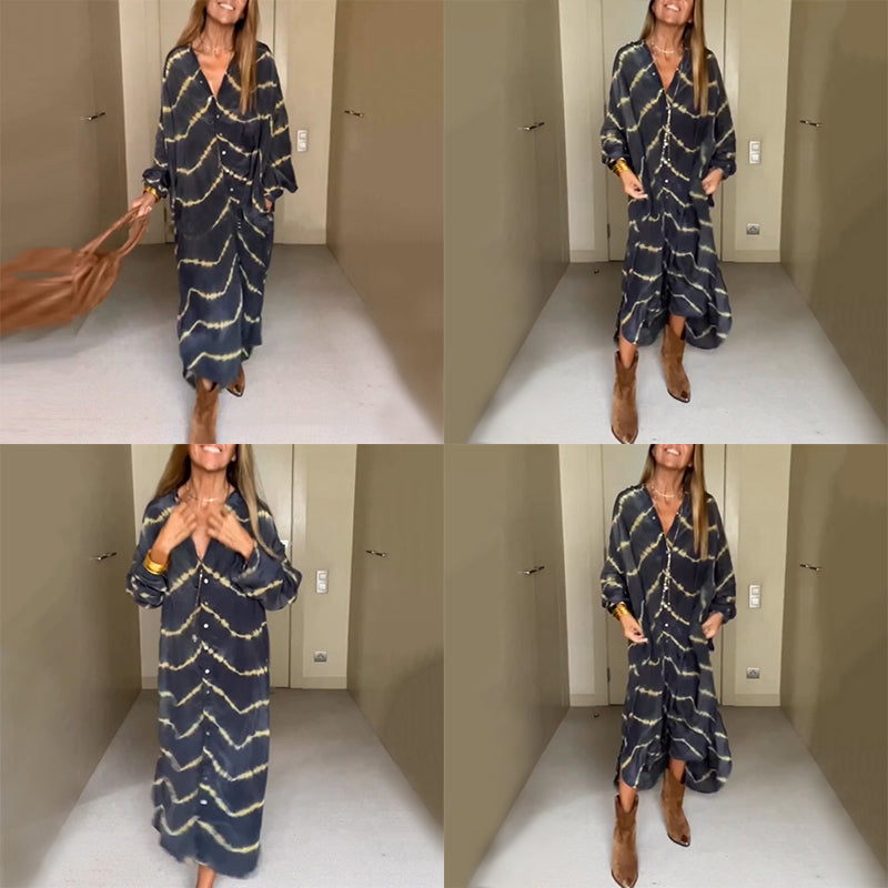 Robe rayée à manches longues