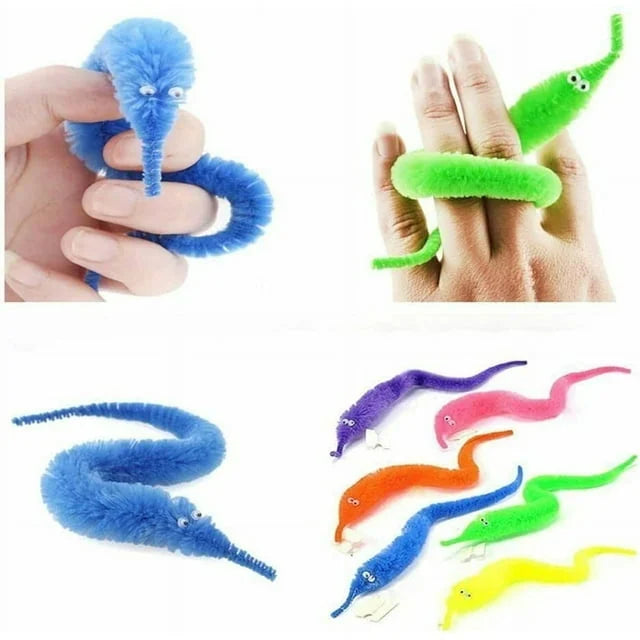 Kronkelige pluizige wormspeeltjes