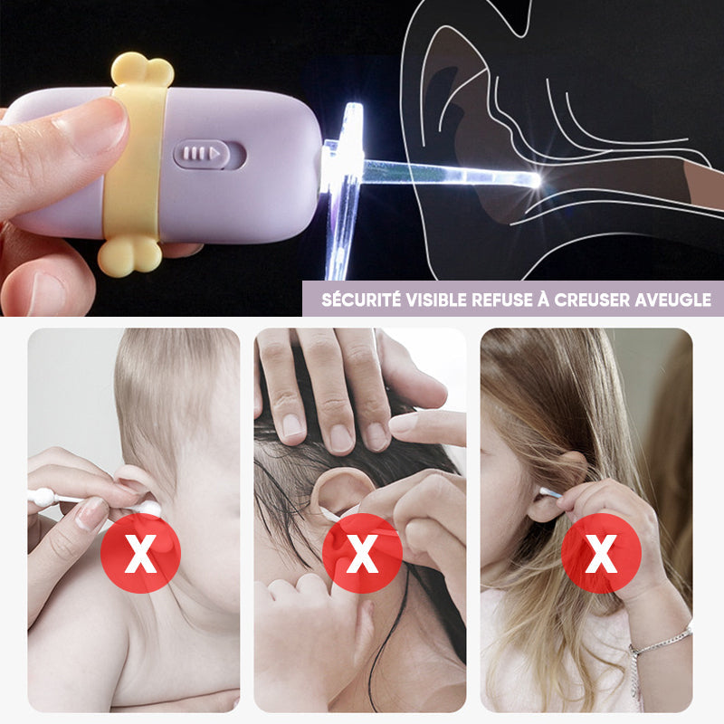 Outil de Nettoyage d’Oreille de Bébé de Dessin Animé LED