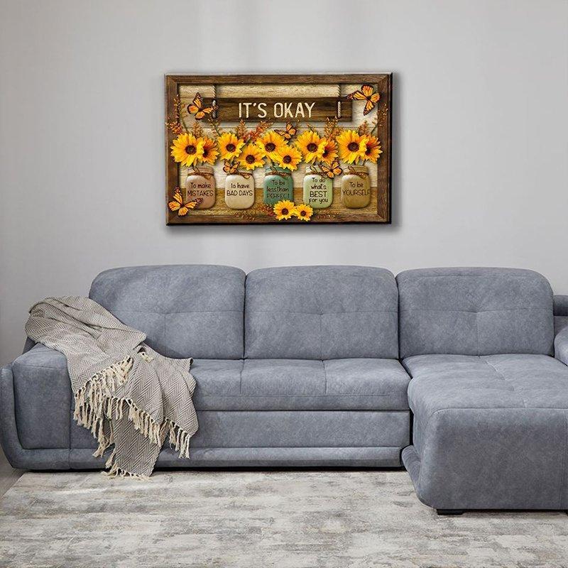 Vlinder Zonnebloemen Muur Kunst