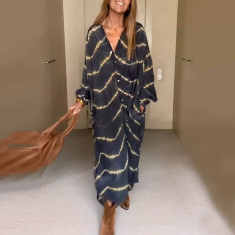 Robe rayée à manches longues