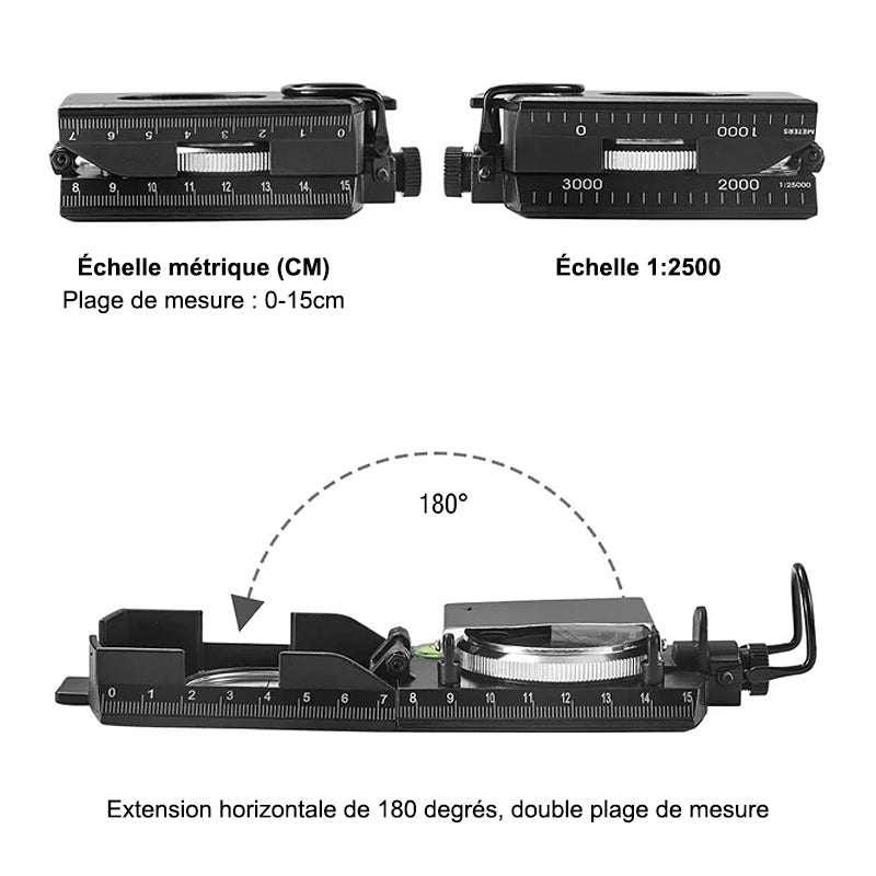 Boussole Multifonctionnelle Professionnelle Orientation Militaire Portable en Métal pour Boussole Multifonctionnelle Professionnelle Orientation Militaire Portable en Métal pour