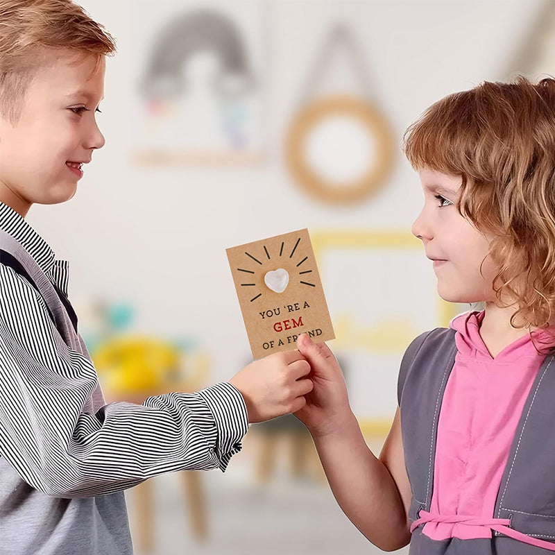 Paquet de 24 cartes de Saint-Valentin avec cristaux en forme de cœur