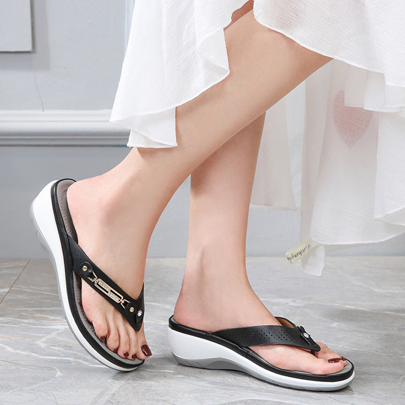 Tongs à coussin souple pour soutien de la voûte plantaire pour femmes